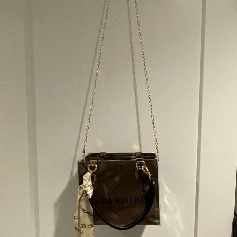 LOUIS VUITTON SHOPPING BAG PVC TOTE / CHAIN STRAP & TWILL PICTURED INCLUDED - Picture 2 of 3